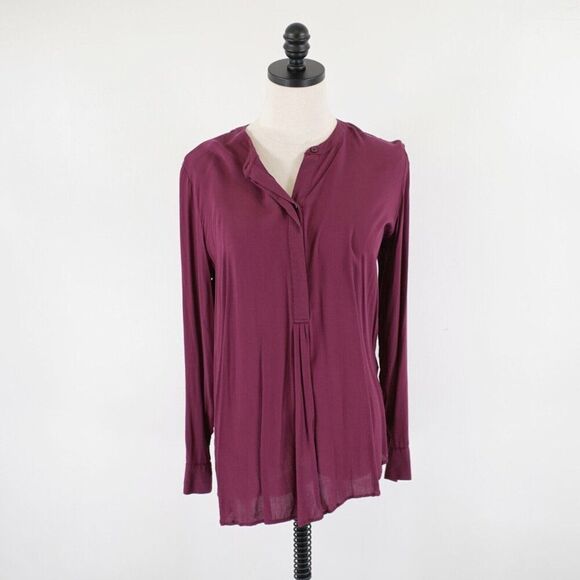 Gap Purple Medium The Tunic‎ Shirt Blouse Long Sleeve 1/2 Button Front - Picture 1 of 10